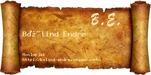 Bálind Endre névjegykártya